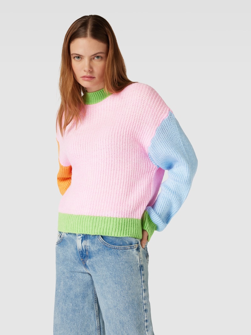 Strickpullover im Colour-Blocking-Design Modell 'MANNA' in rosa