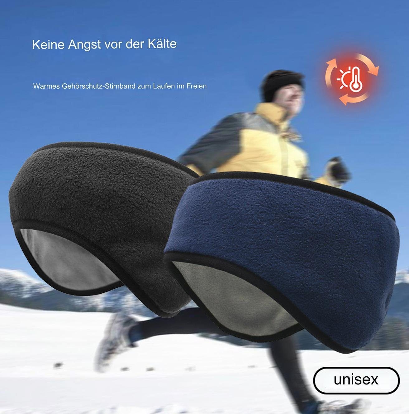 HOHEA H Haarband Thermo-Strick-Ohr-Stirnband, wendbares Stirnband, 1-tlg., Winter-Stirnbänder für Männer, Stirnbänder für Frauen, Gestricktes Stirnband mit Plüschfutter für den Herbst, Sport-Stirnband