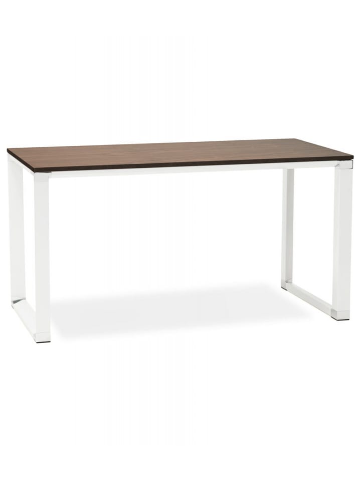 KADIMA DESIGN Gerader Schreibtisch aus Holz Metall | Modern Minimalistisch in Braun-Weiß günstig kaufen