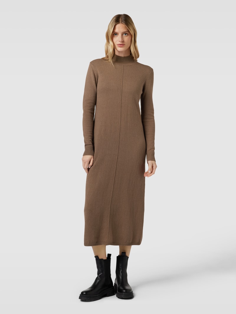Strickkleid mit Stehkragen in khaki