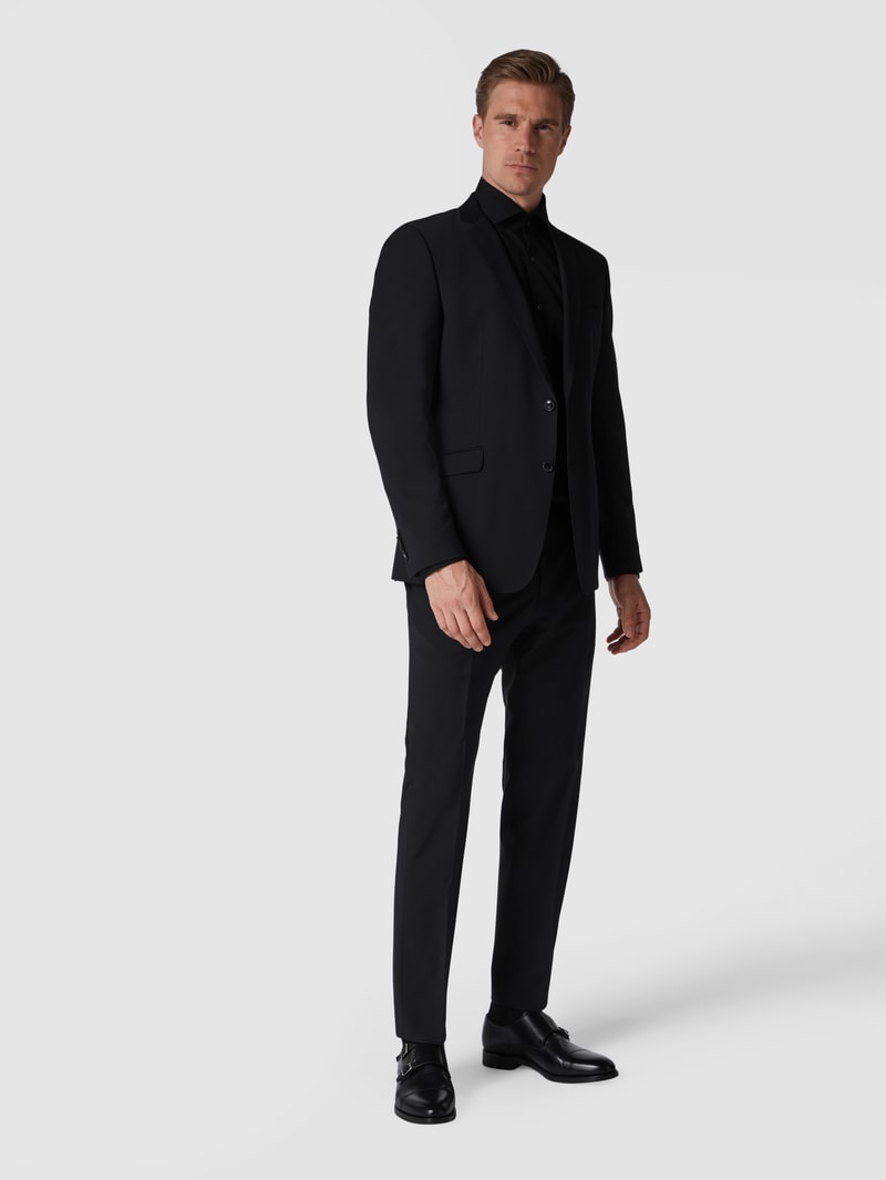 Slim Fit 2-Knopf-Sakko mit fallendem Revers 'Flex Cross' in schwarz