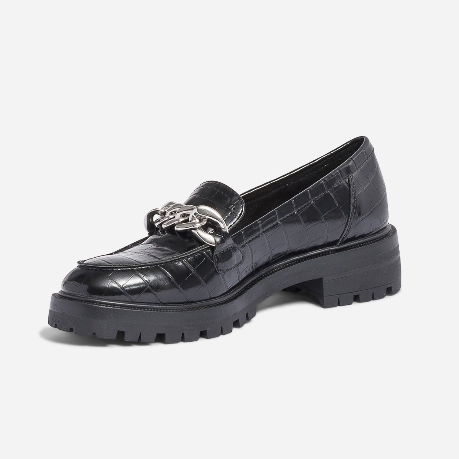 Mocassin TEXTO noir embossé croco