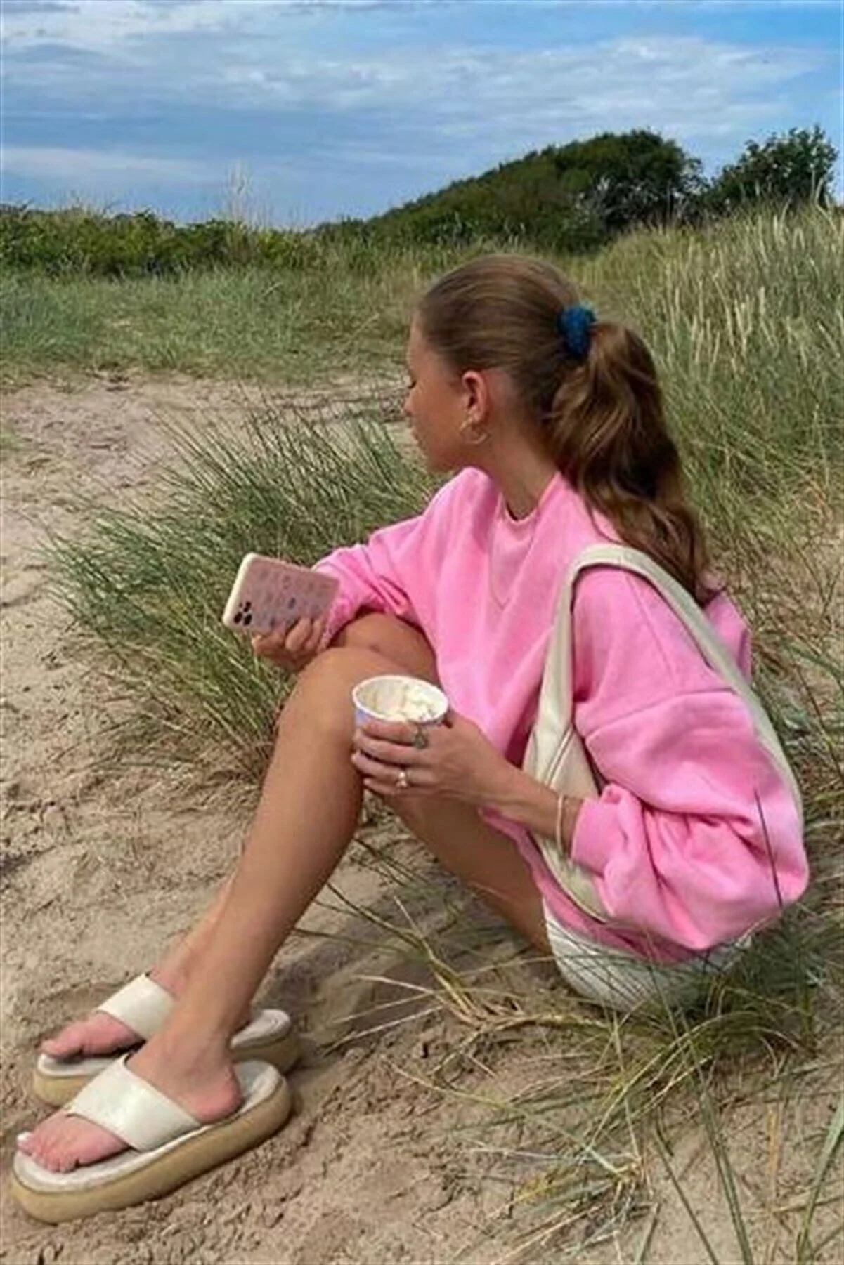Madmext  Rosa Basic-Sweatshirt mit Rundhalsausschnitt Mg1559
