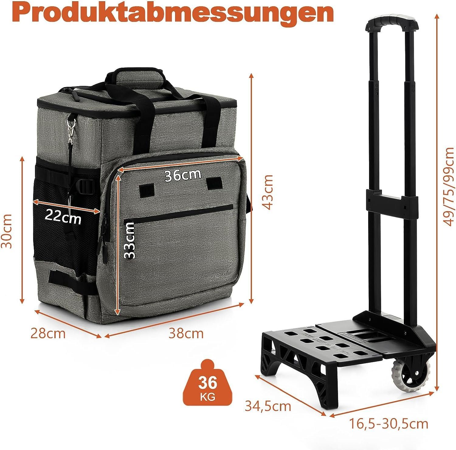 KOMFOTTEU Kühltasche 40L Isolierbeutel, mit Rädern & Griff