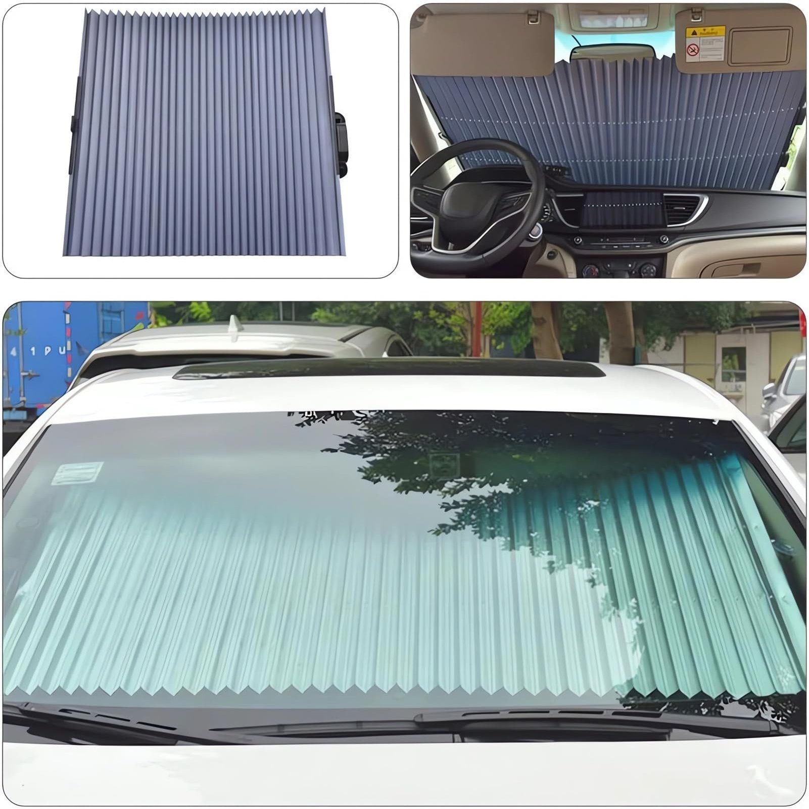 Rutaqian Autosonnenschutz Auto-Sonnenschutz Wärmeisolierung Sonnenschirm, (Automatisch versenkbarer Sonnenschutz, Multifunktionaler Auto-Sonnencreme Sonnenschutz vorn), Breites Anwendungsspektrum für alle Fahrzeuge geeignet