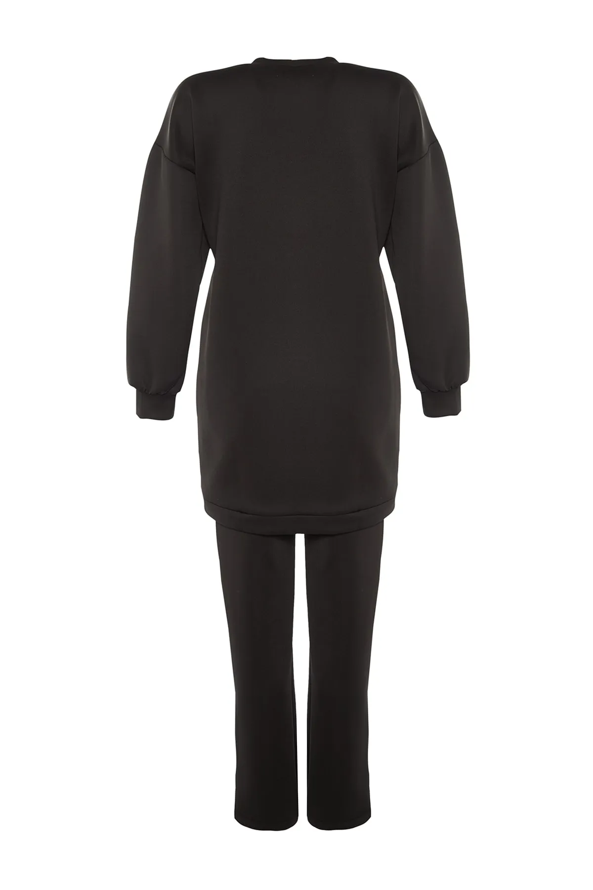 Trendyol Modest  Schwarzes Set aus Oberteil und Unterteil aus Scuba-Tunika und -Hose mit Schlitzdetail TCTAW23US00201