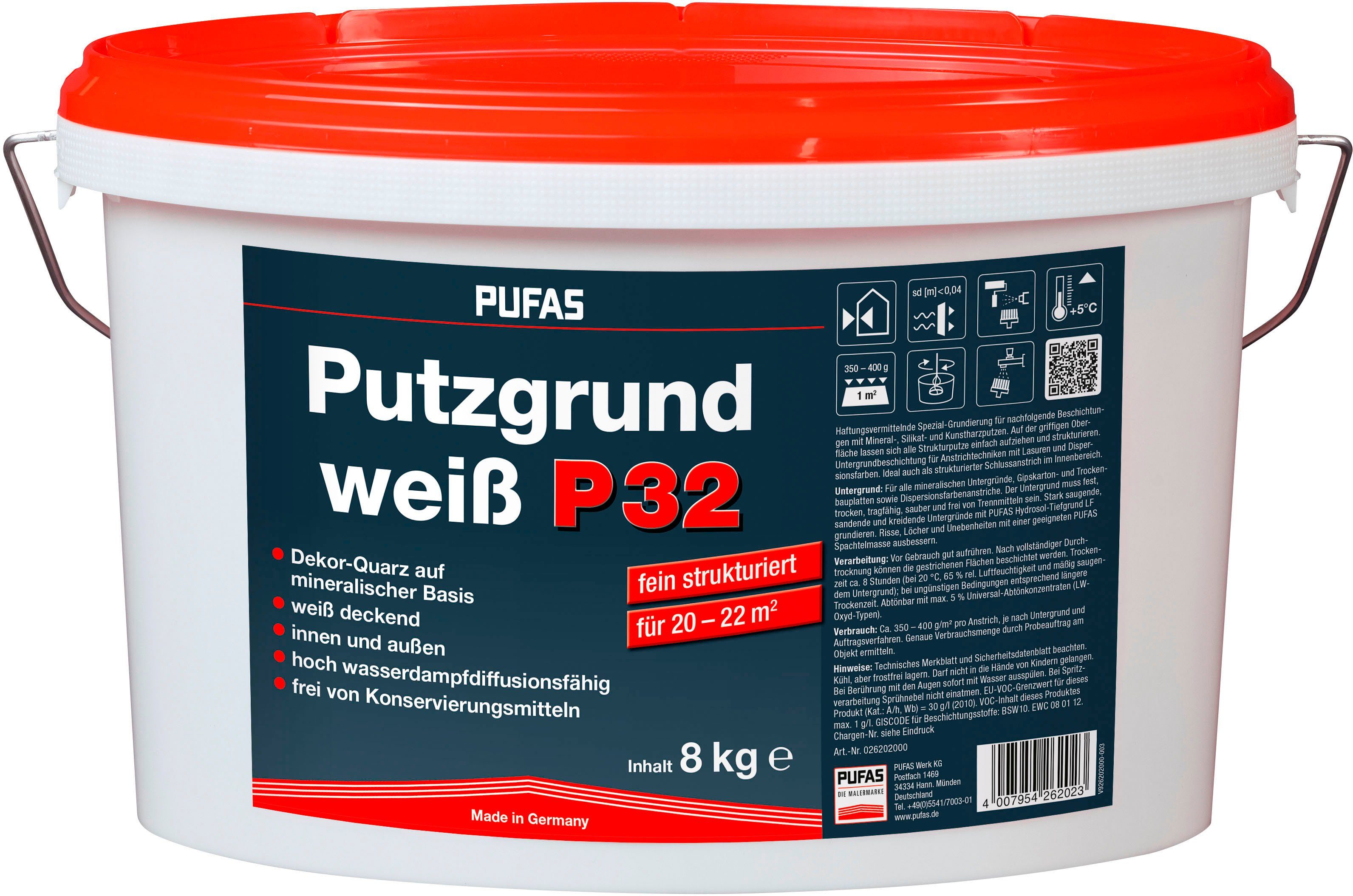 PUFAS Putzgrundierung P32, fein, weiß