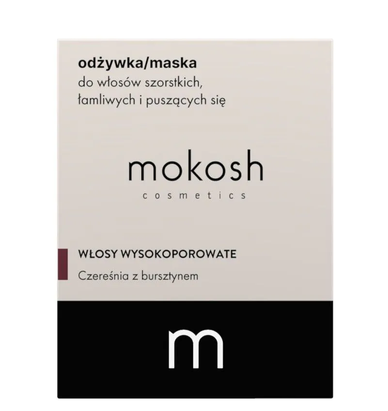 „Mokosh“ kondicionierius/kaukė šiurkštiems, lūžinėjantiems ir garbanotiems plaukams. Vyšnių ir gintaro kvapas, 180 ml.