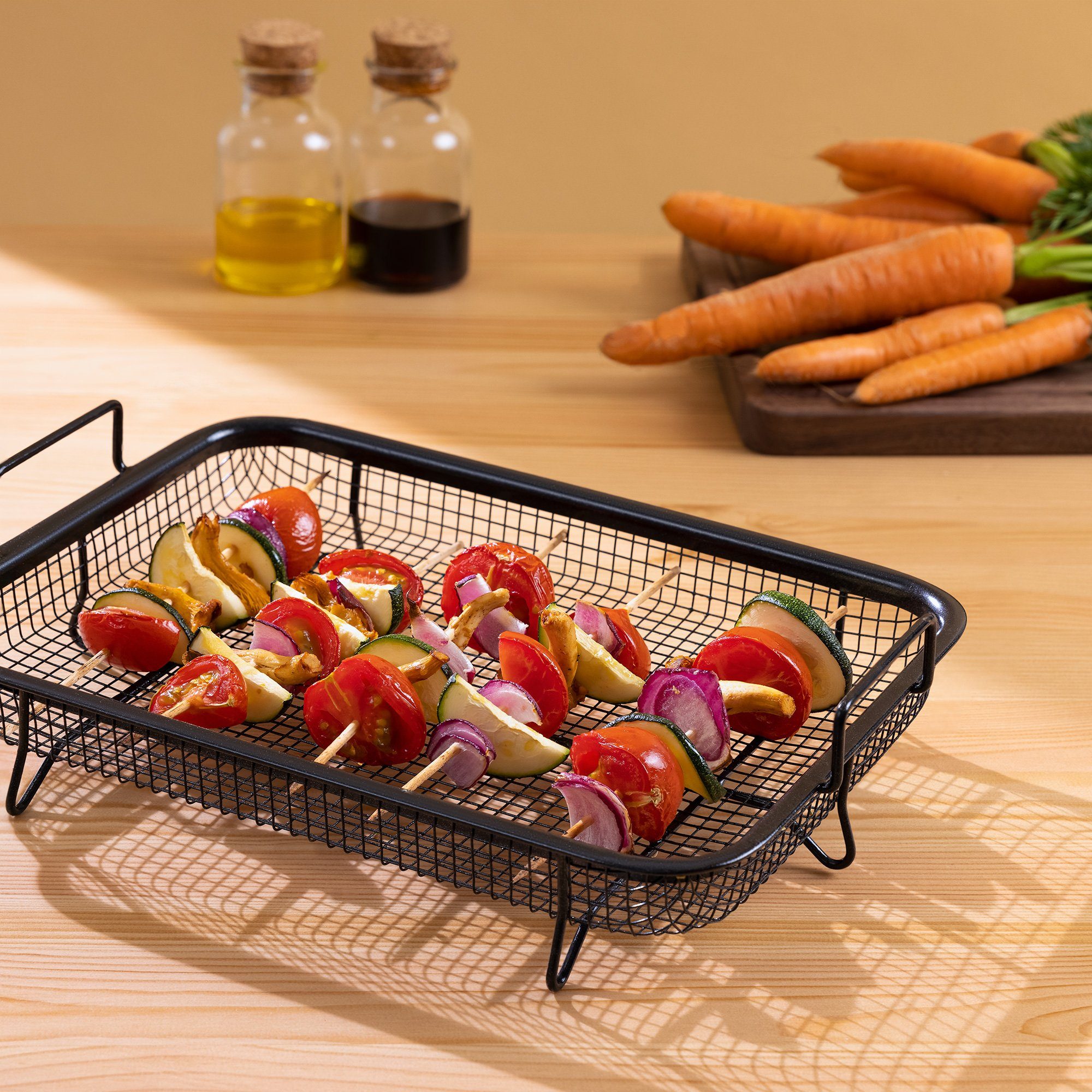 Navaris Backblech Grillkorb Gitter für Backofen - 32x22,5cm - Antihaftbeschichtung, Edelstahl