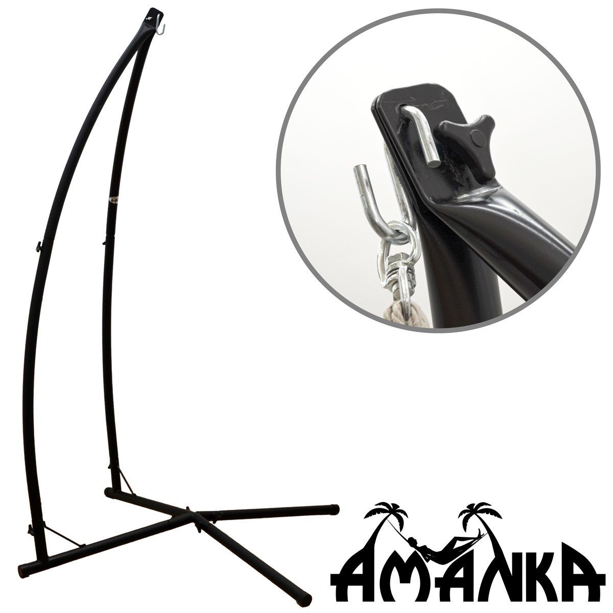 AMANKA Hängemattengestell Hängesessel Gestell Outdoor bis 120kg 215cm, Stahlrohr Ständer für Hängestuhl