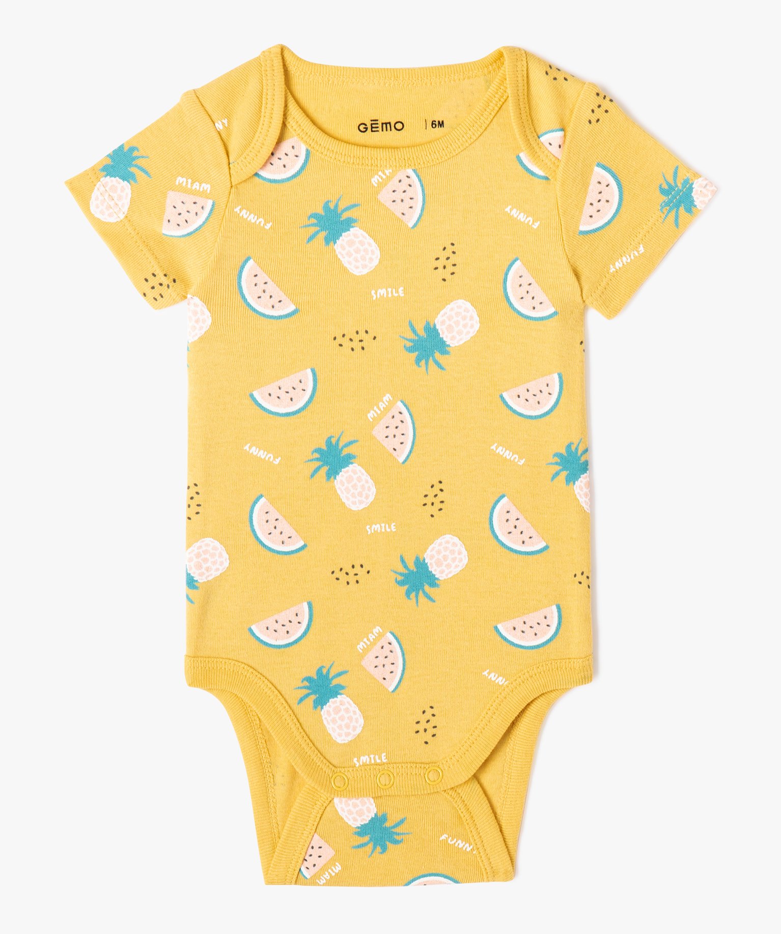 Body bébé à manches courtes et col US à motif fruits (lo... jaune | GEMO