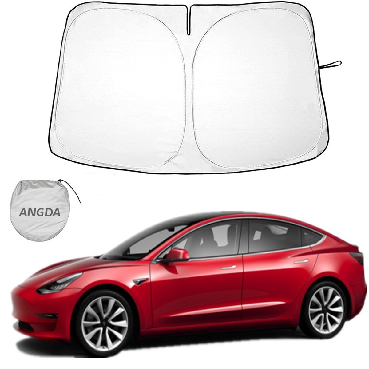 TUABUR Frontscheibenabdeckung Tesla-Sonnenblende, klappbare Auto-Sonnenblende