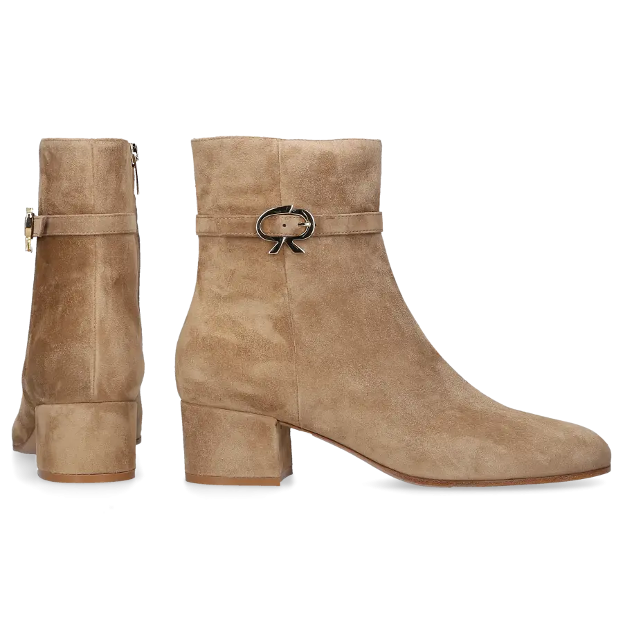 Gianvito Rossi - Klassische Stiefeletten RIBBON BOOTIE Veloursleder - beige