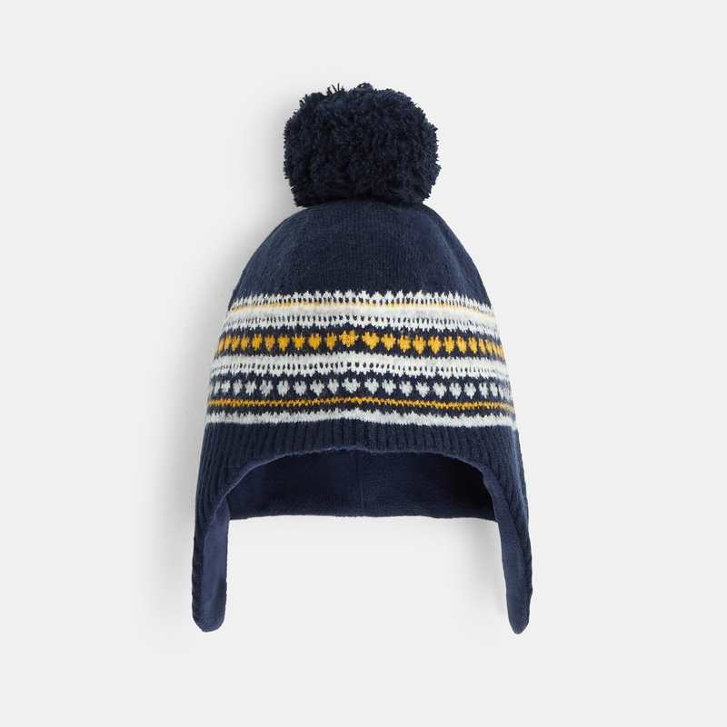 Bonnet péruvien à pompon gris garçon