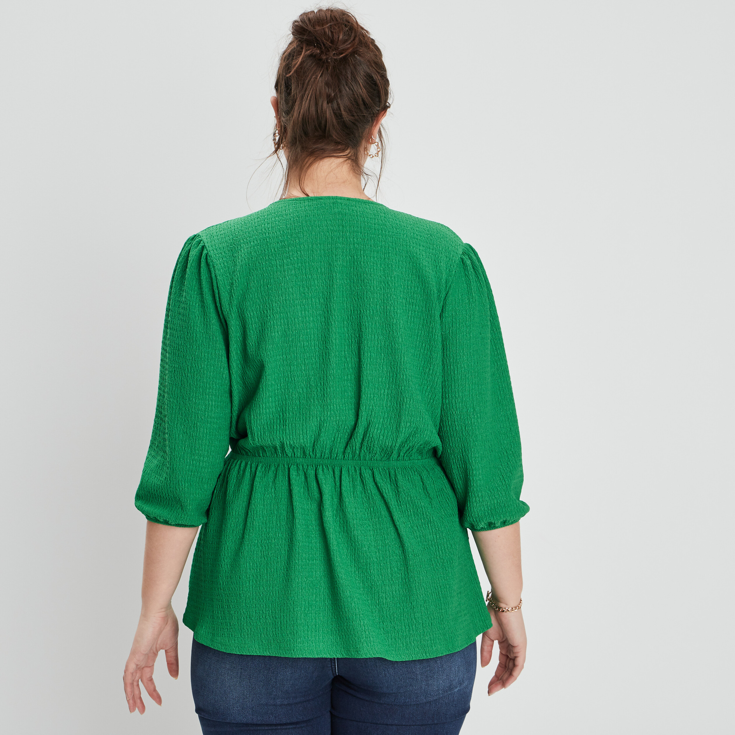 Blouse manches 3 4 vert femme grande taille | La Halle