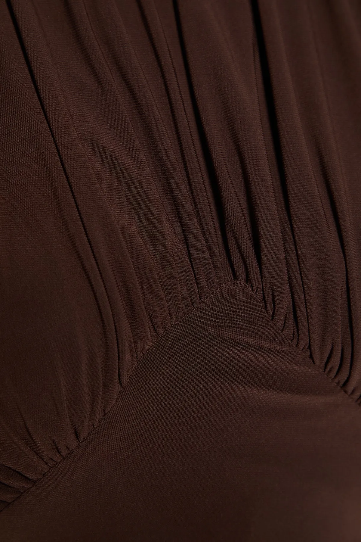Trendyol Collection  Braun drapiertes gestricktes Abendkleid TPRAW23EL00084