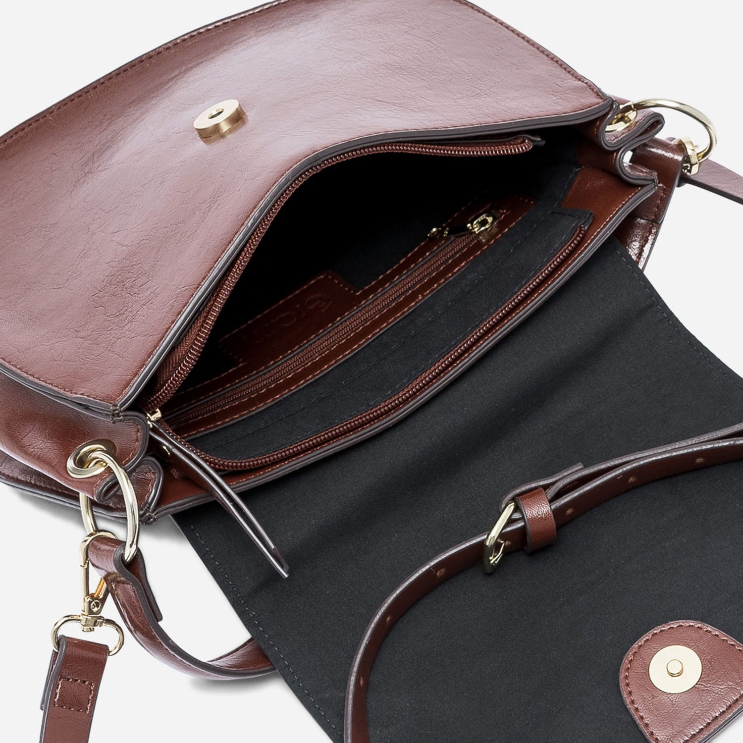 Sac bandoulière cognac avec chaîne-bijou