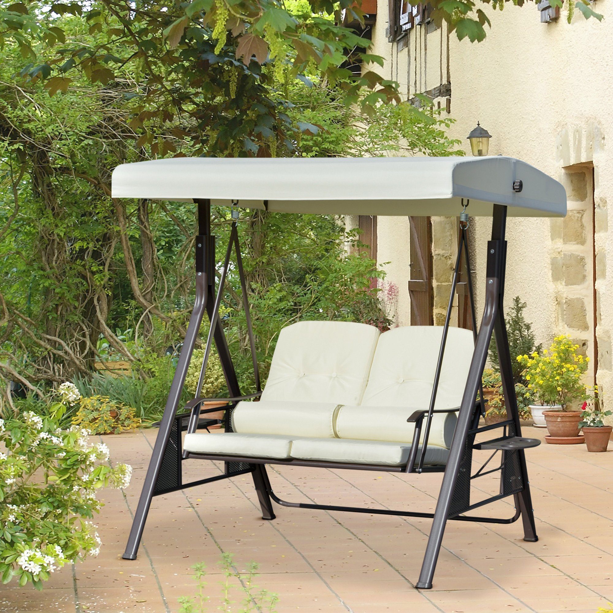 Outsunny Hollywoodschaukel Hollywoodschaukel, 3-Sitzer, Set, 1 tlg., 1 x Hollywoodschaukel, inkl. Sonnendach