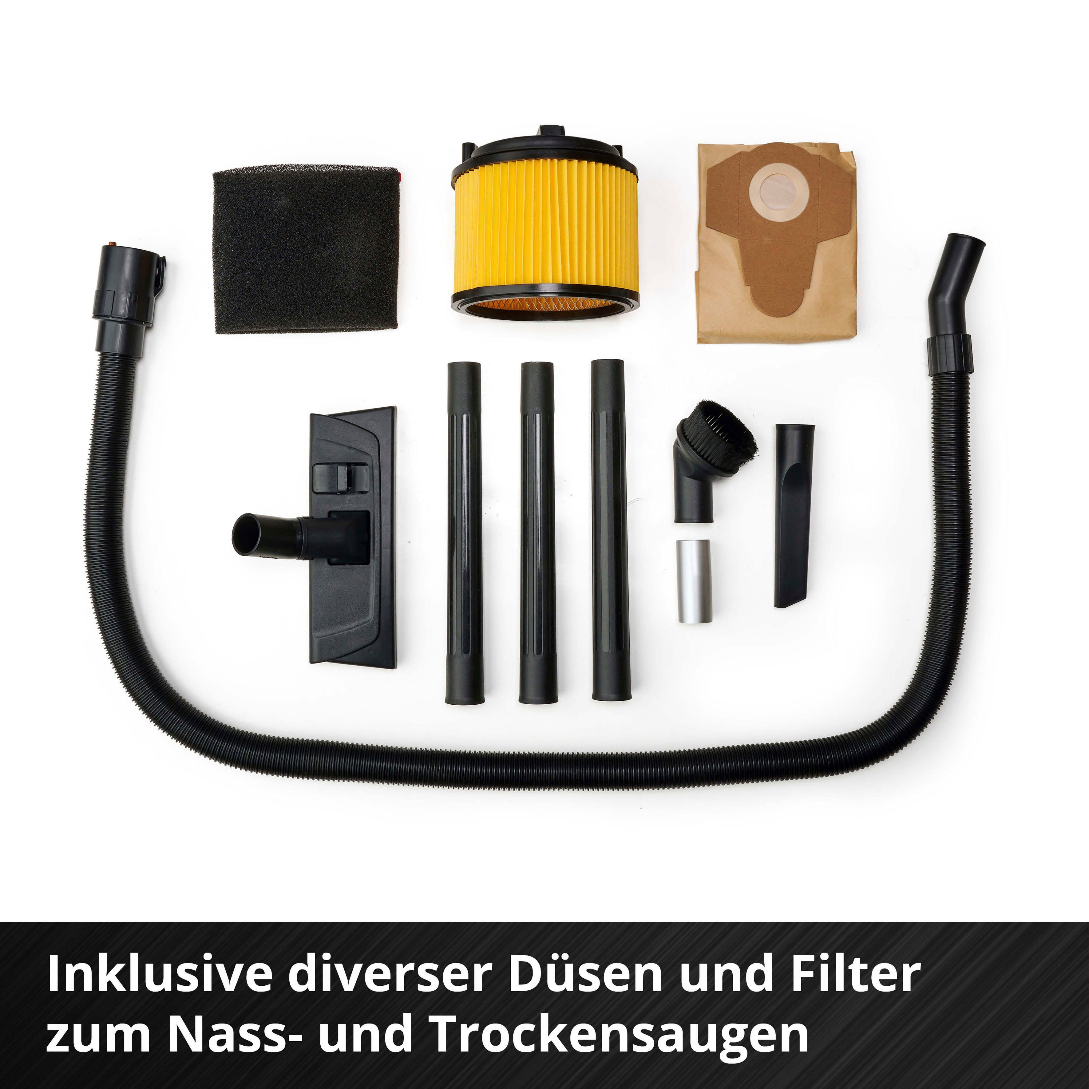 Einhell Nass-Trocken-Akkusauger TC-VC 18/20 Li S - Solo, 900 W, mit Beutel, Power X-Change, ohne Akku und Ladegerät