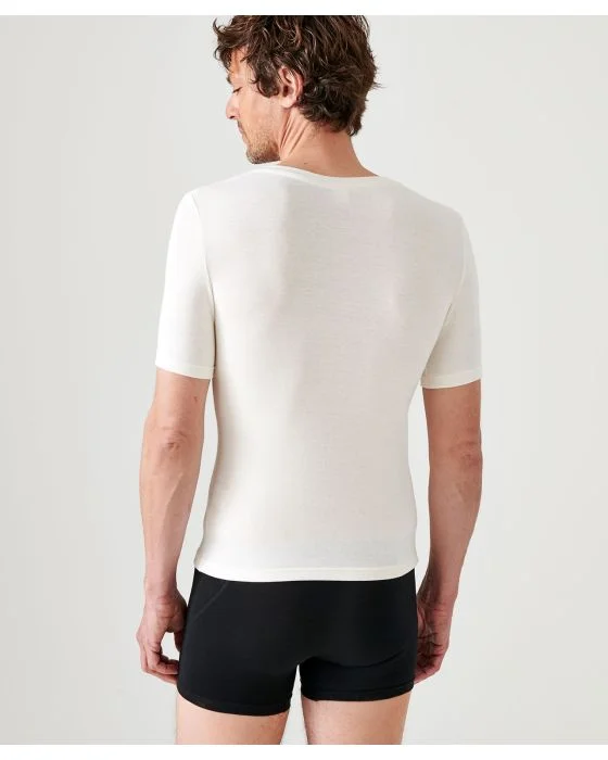 T-shirt col V fine côte Thermolactyl Sensitive, manches courtes