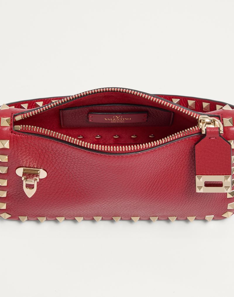 Bolsa de ombro pequena Rockstud em couro de bezerro granulado