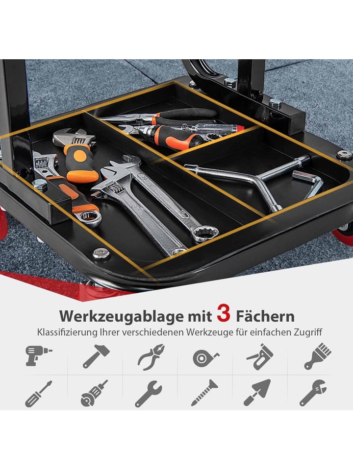 COSTWAY Werkstatthocker mit Rollen in Rot günstig kaufen onesize