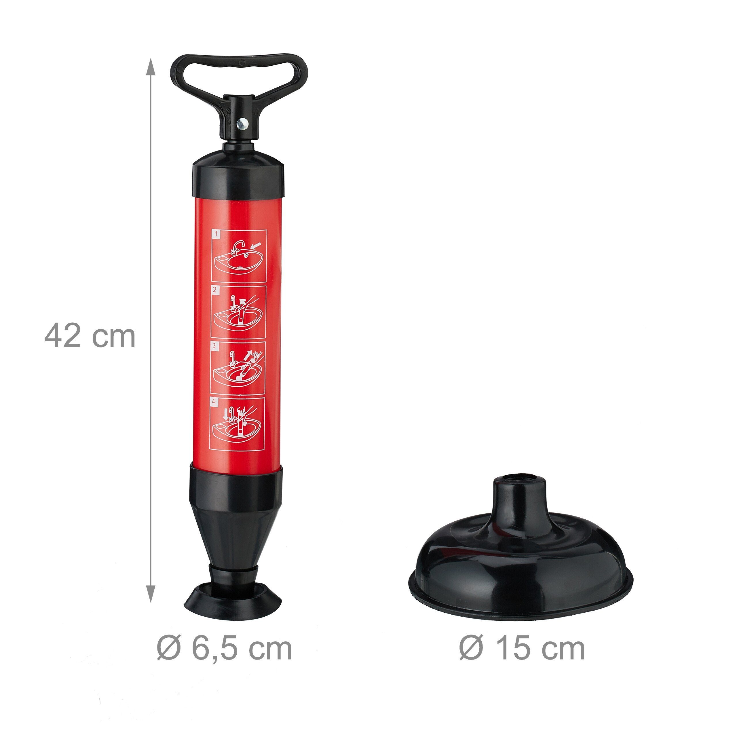relaxdays Rohrreinigungspumpe Abflussreiniger Pumpe, L: 15 cm