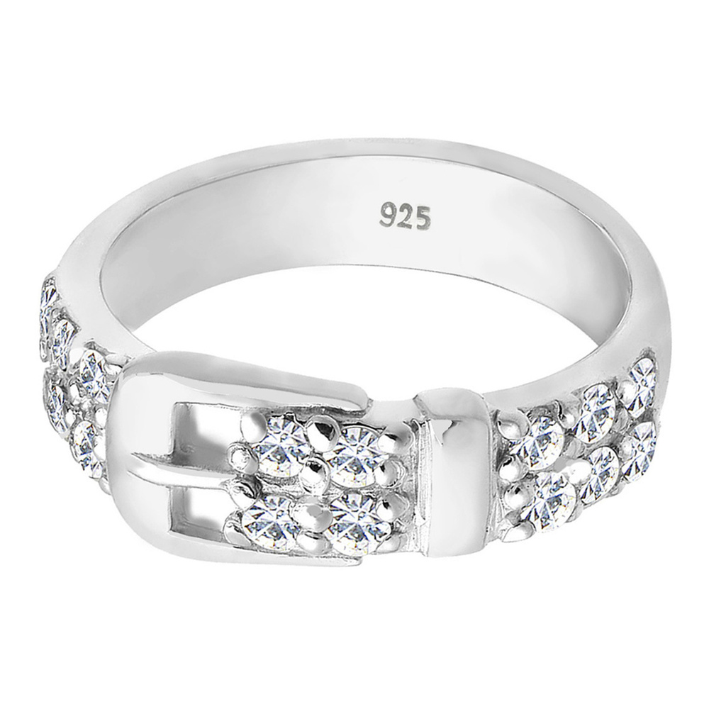 Elli Elli Bague Femme Motif de Ceinture Amusant avec des Cristaux en Argent Sterling 9 Bague
