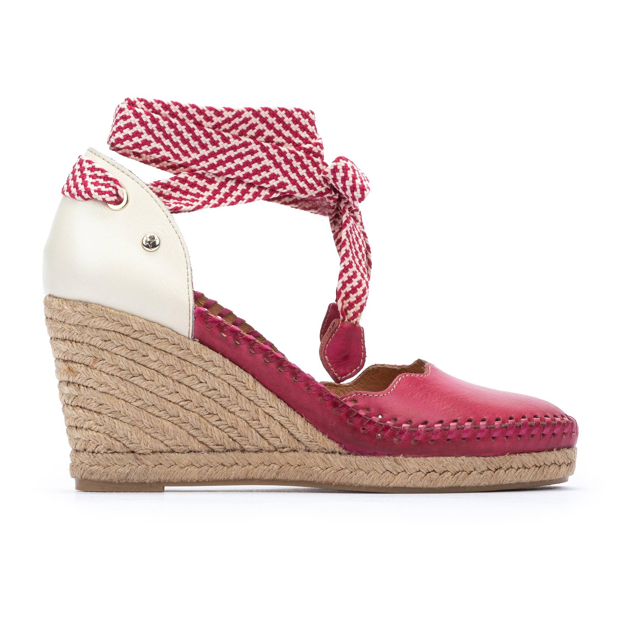 Damskie koturny z juty - FUCHSIA