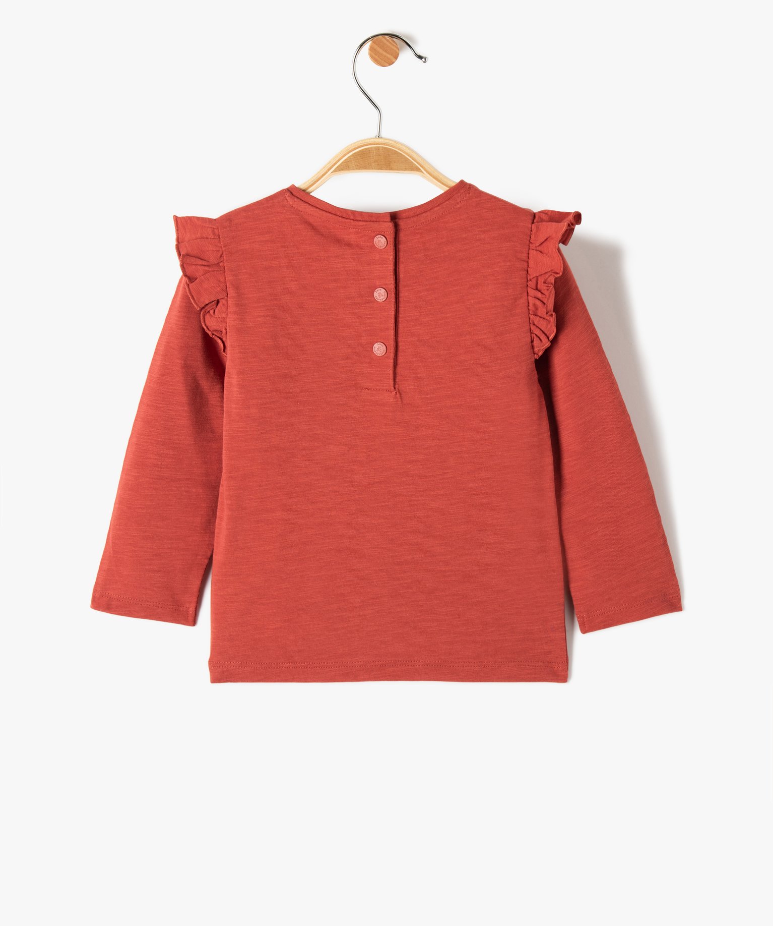 Tee-shirt bébé fille à manches longues volantées - LuluC... orange | GEMO