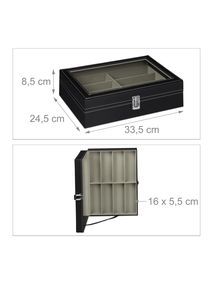 relaxdays Brillenbox in Schwarz - (B)33,5 x (H)8,5 x (T)24,5 cm günstig kaufen onesize