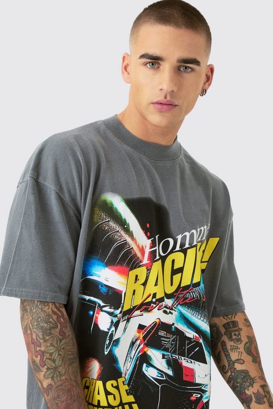 Oversize T-Shirt mit Car Chase Print
