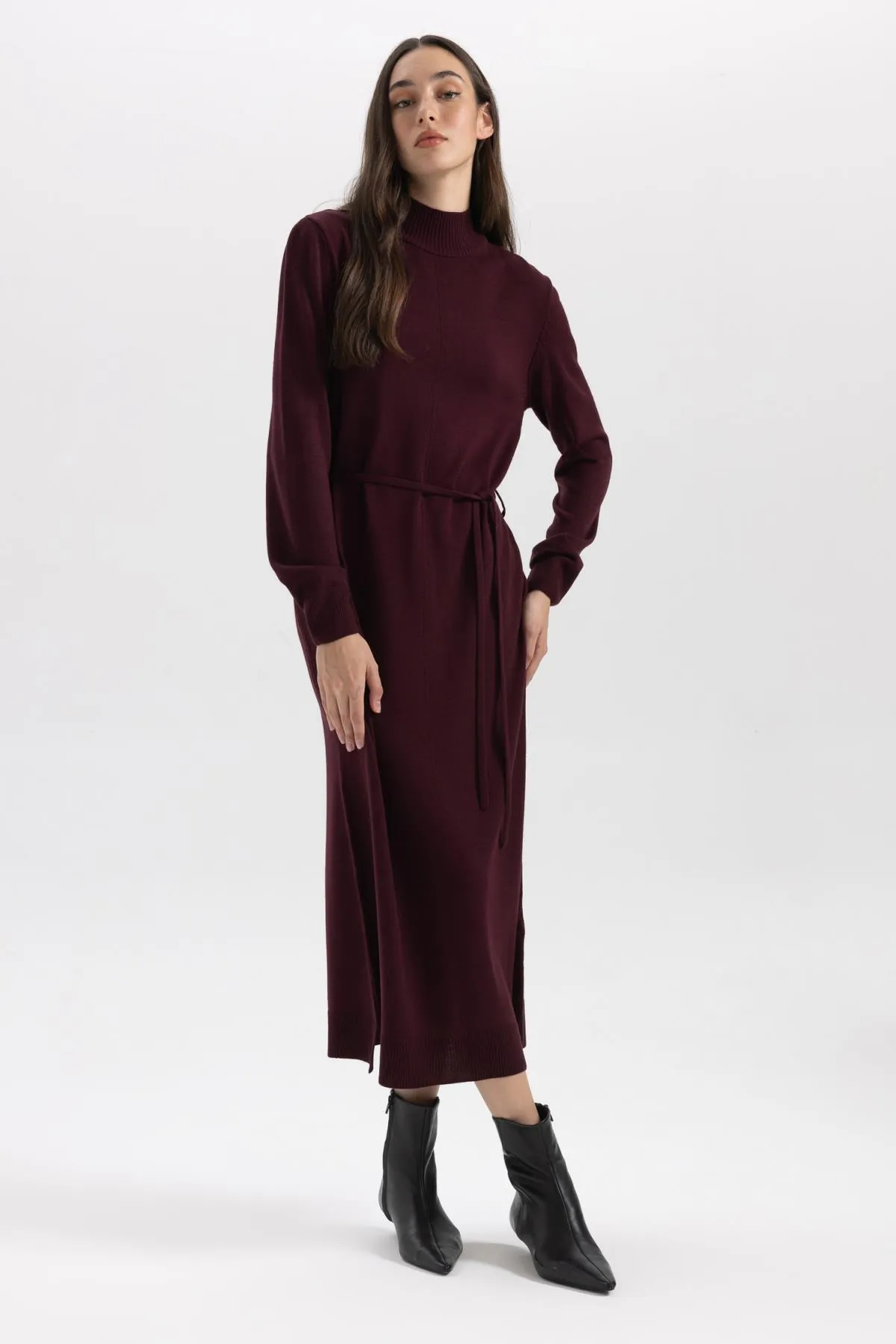 DeFacto  Langärmliges Maxi-Strickkleid mit halbem Rollkragen