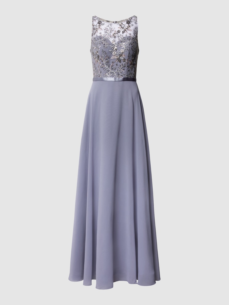 Abendkleid mit Paillettenbesatz in bleu