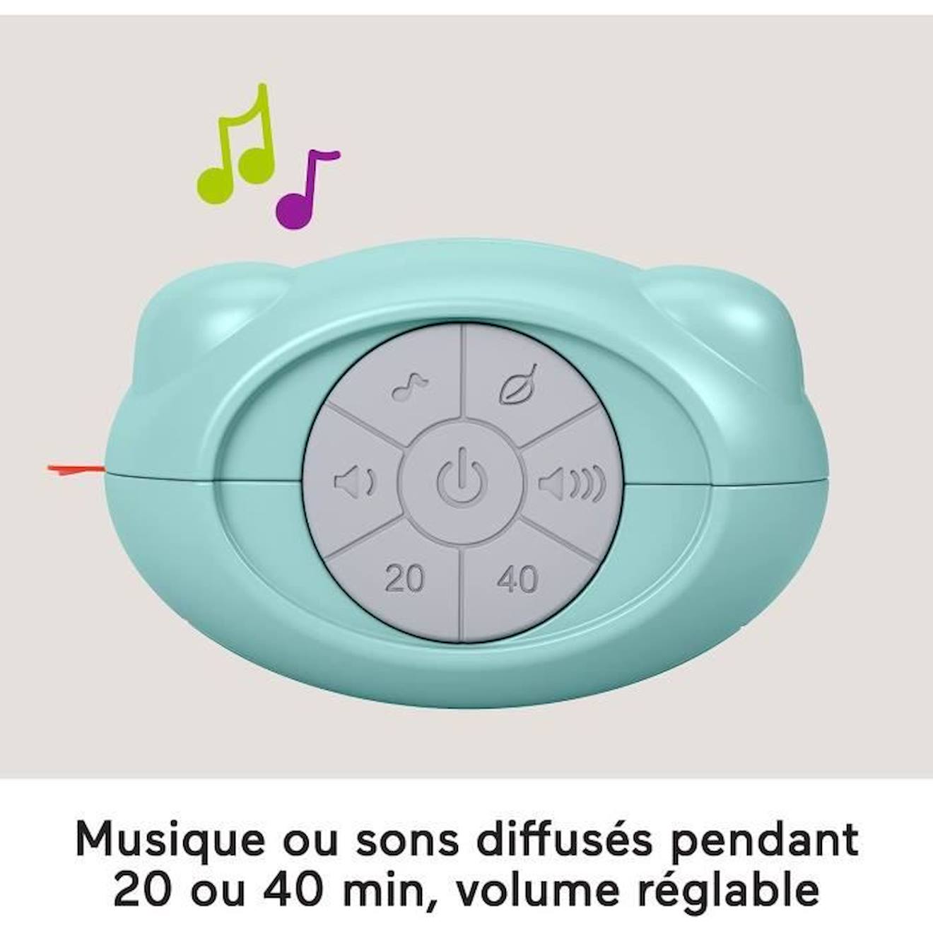 Fisher-Price Plante Sons Apaisants​, veilleuse musicale avec anneau pour l'accrocher à la poussette ou la poser, dès la naissance bleu