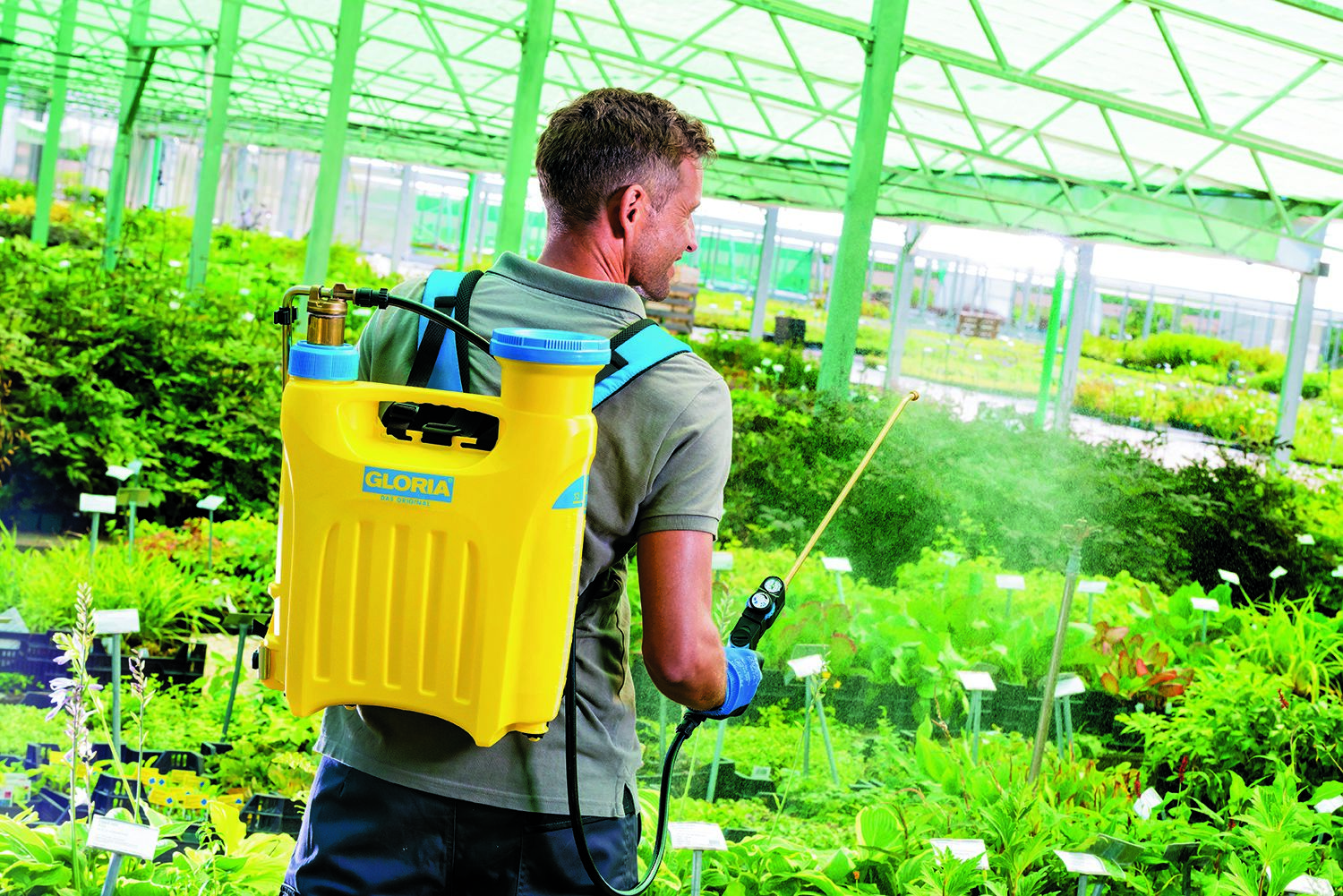 Pulvérisateur à pression dorsal Gloria 000058.0000 Pro 1300, réservoir en plastique de 13 l avec rallonge en laiton de 50 cm