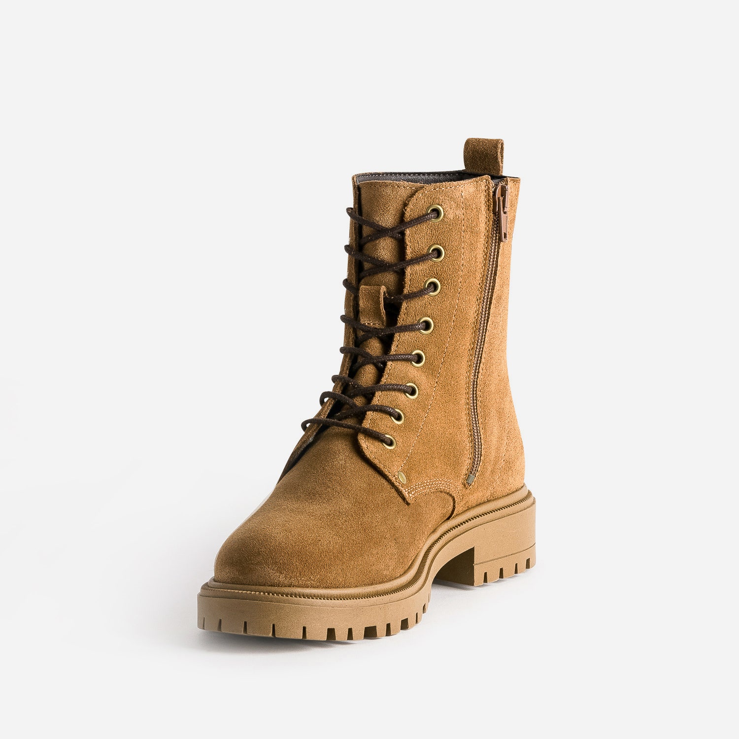 Boots cranté TEXTO en cuir camel