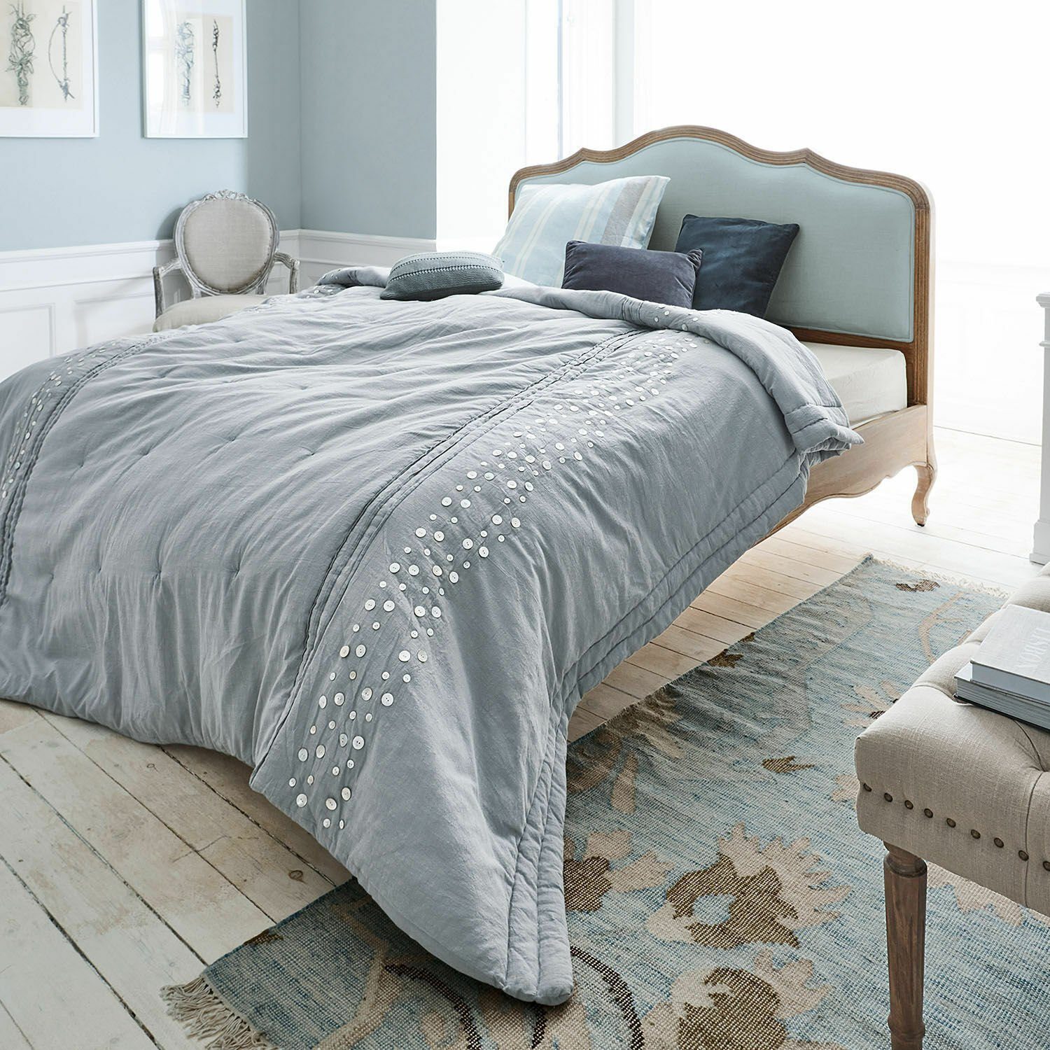 Baumwollbettdecke, Quilt Sauve graublau, Mirabeau