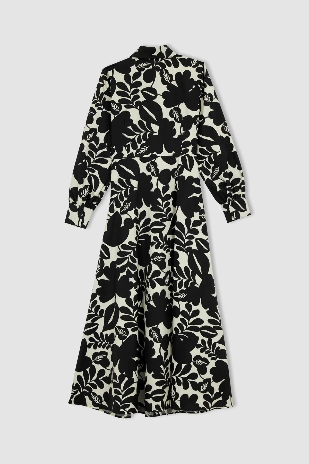 DeFacto  Langarm-Maxikleid mit Hemdkragen und Blumenmuster