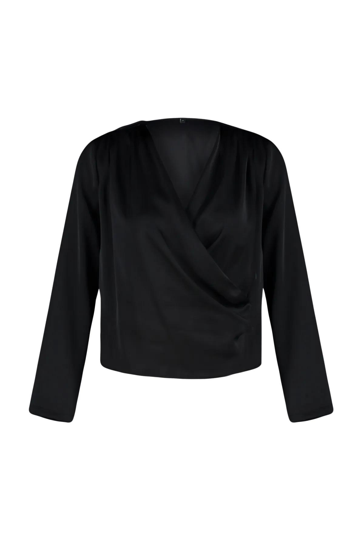 Trendyol Collection  Schwarze zweireihige Satin-Webbluse TWOAW24BZ00423