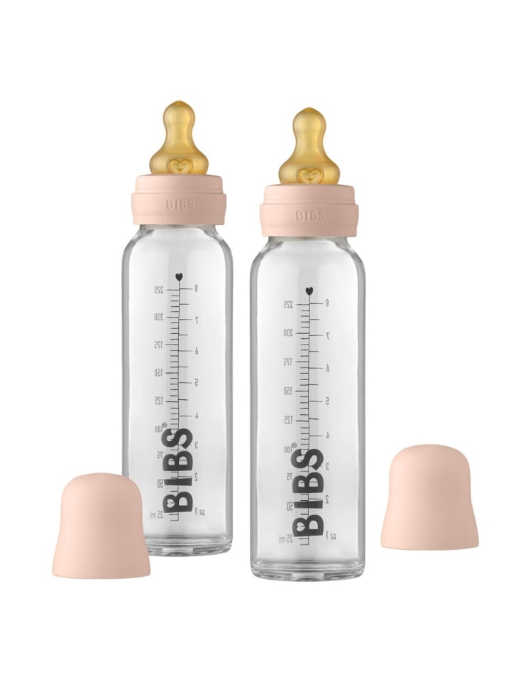 BIBS Glas-Flasche 2er Pack Baby Bottle Complete in rosa günstig kaufen onesize