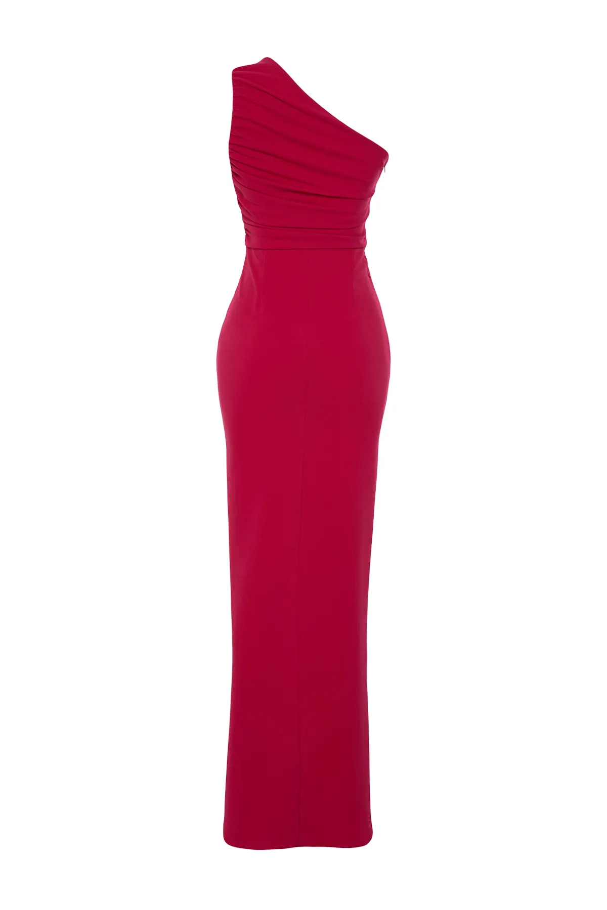 Trendyol Collection  Fuchsiafarbenes, figurbetontes, langes Abendkleid aus Strick TPRSS24AE00172