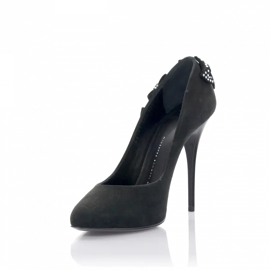 Giuseppe Zanotti - Pumps ZADINA 105 Kalbsvelours Schleife Strass schwarz - schwarz