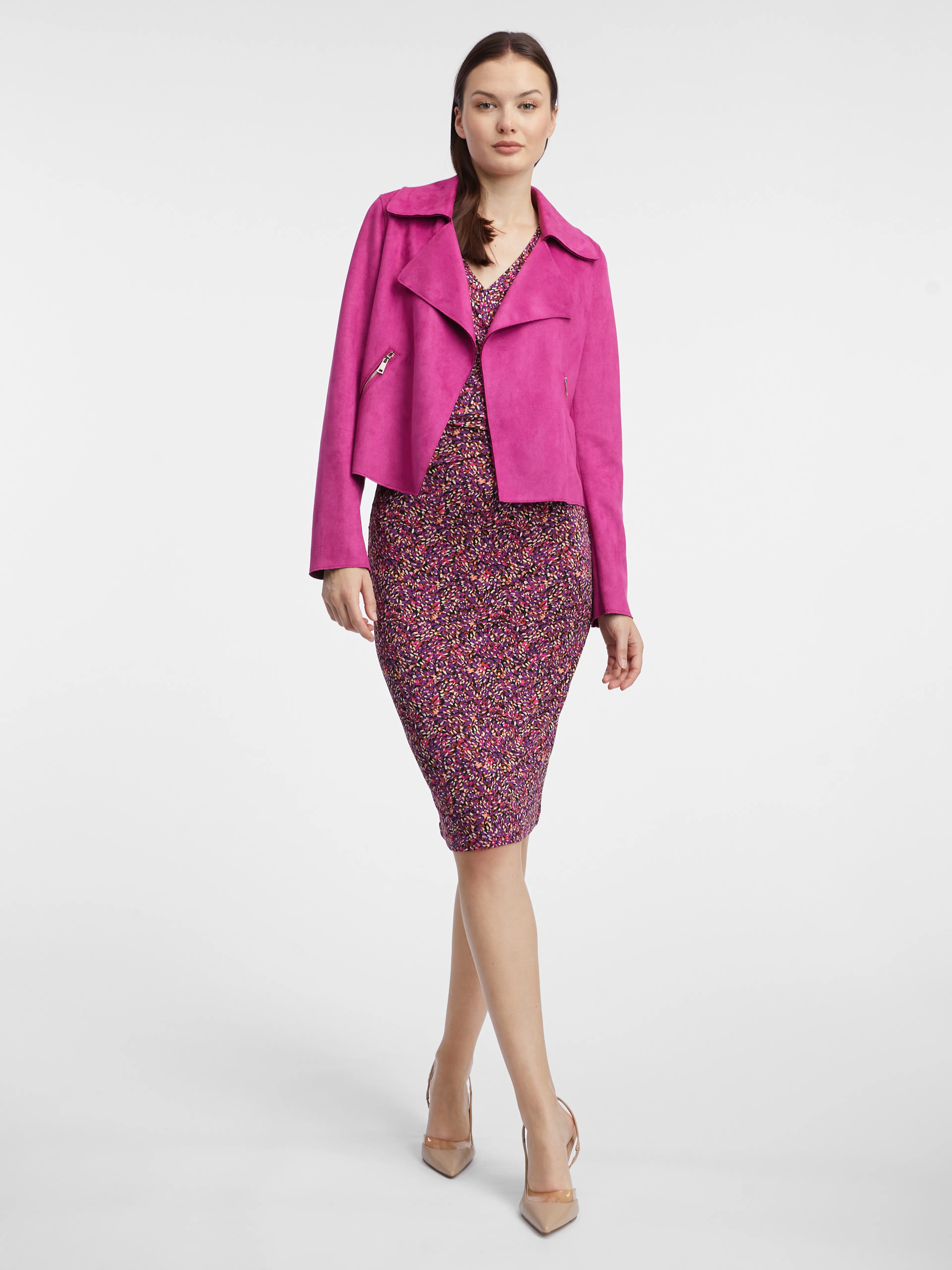 Rosa leichte Damenjacke aus Wildleder ORSAY