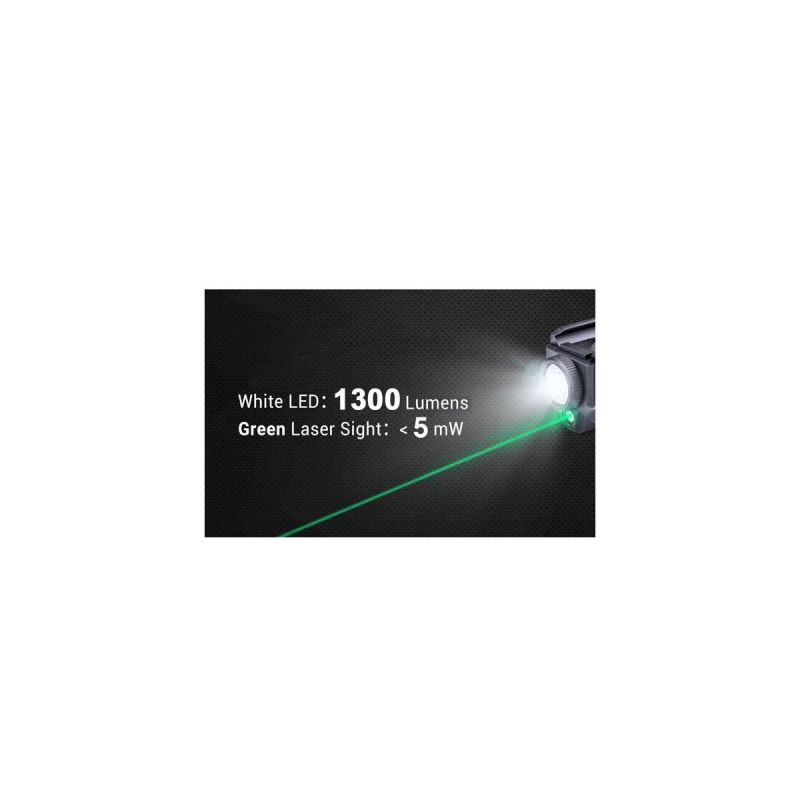 Nextorch WL23R Pistolen-Taschenlampe mit grünem Laserlicht 1300 Lumen LED (Taktisches Licht)
