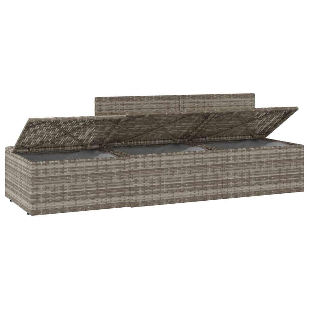vidaXL Loungesofa 3-tlg. Garten-Lounge-Set mit Kissen Grau Poly Rattan, 1 Teile