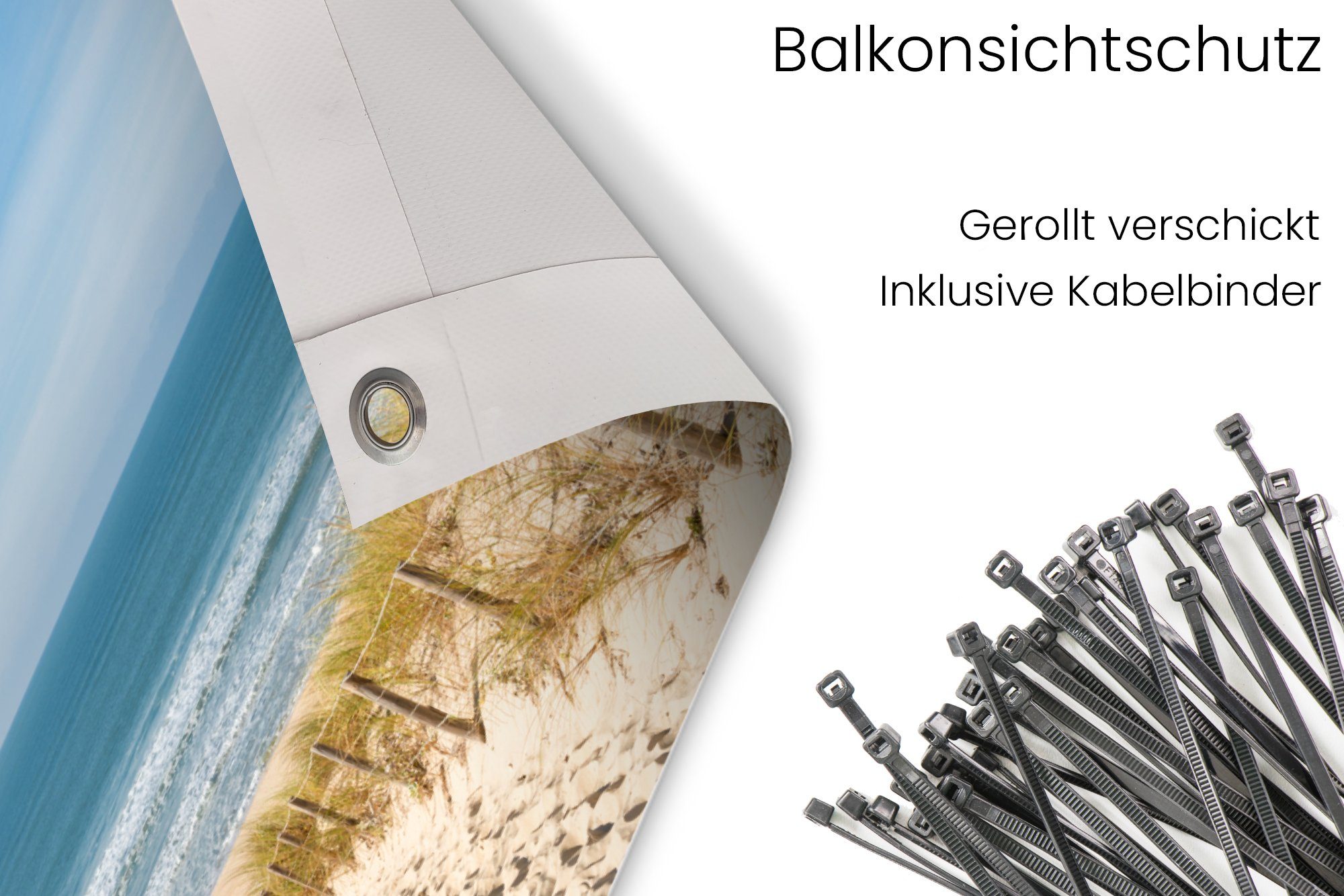 MuchoWow Balkonsichtschutz Strand - Meer - Düne - Sand - Sommer (1-St) Balkonbanner, Sichtschutz für den Balkon, Robustes und wetterfest