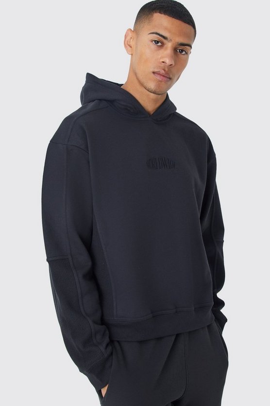 Kastiger Oversize Hoodie in Waffeloptik