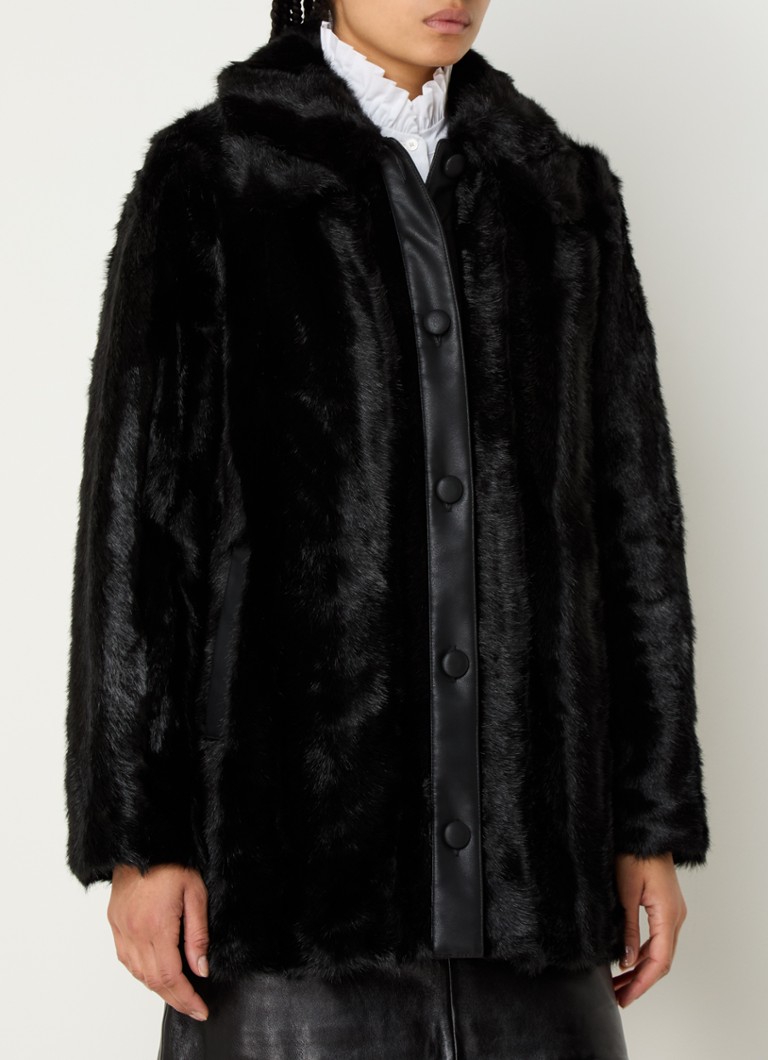 Claudie Pierlot Faux fur coat with side pockets