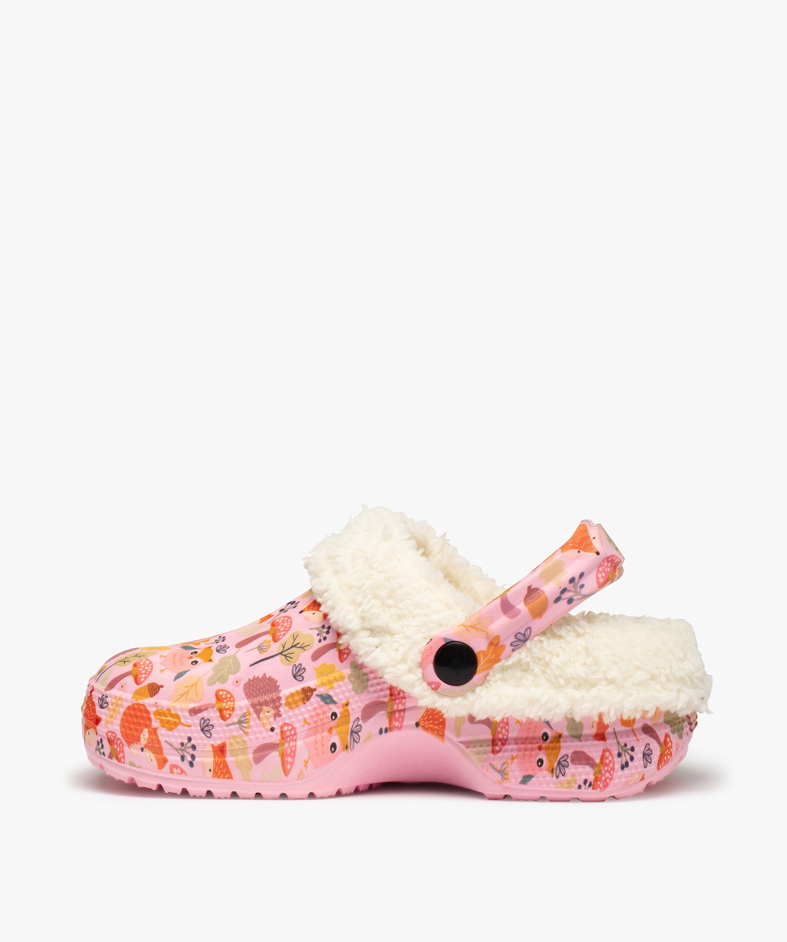 Chaussons fille sabots souples imprimés doublés sherpa rose | GEMO